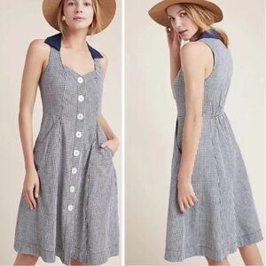 Anthropologie‎ NEW Women's Size 0 Camelia Button Front Sleeveless Gingham Dress